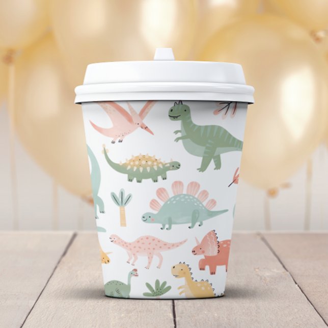 Gobelets En Papier Coupes de papier dinosaures (Dinosaur Theme Decor Paper Cups by Painted Paperie
)