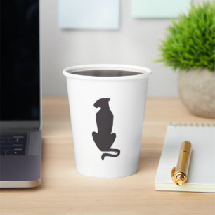 Gobelets En Papier Coupes de papier en silhouette de chat noir