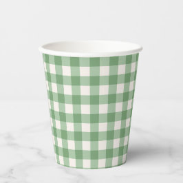 Gobelets En Papier Coupes de papier En vichy vert