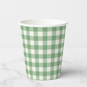 Gobelets En Papier Coupes de papier En vichy vert