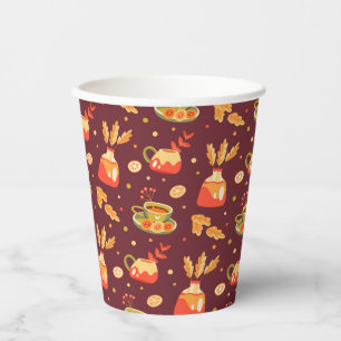 Gobelets En Papier Coupes de papier épicé Citrouille à l'automne