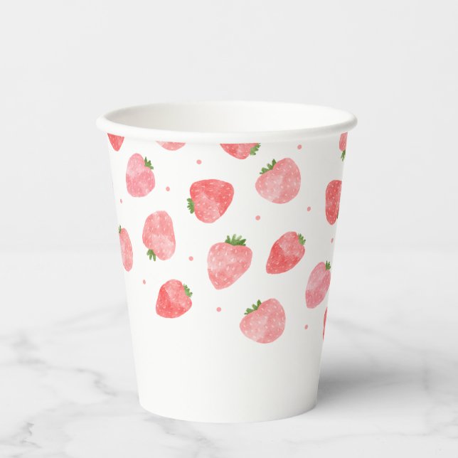 Gobelets En Papier Coupes de papier fraise à l'aquarelle (Recto)