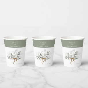 Gobelets En Papier Coupes de papier Mariage Sage Green Eucalyptus Cha