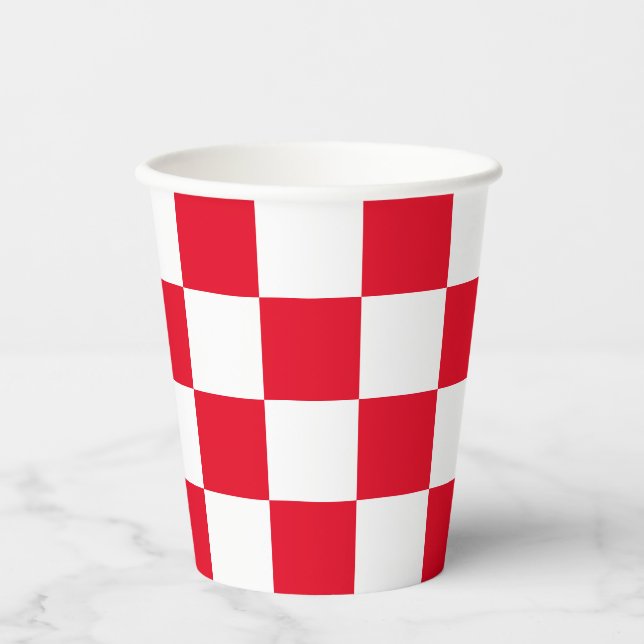Gobelets En Papier Coupes de papier modernes Red Croate Checkers (Recto)
