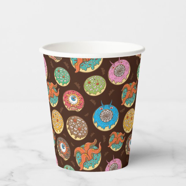 Gobelets En Papier Coupes de papier Motif pour beignets d'Halloween (Recto)