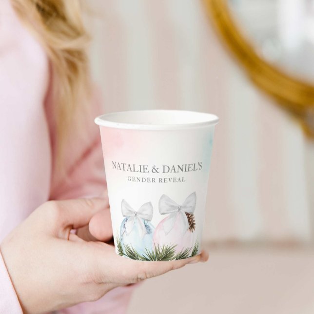 Gobelets En Papier Coupes de papier pour Baby shower de révélation de (Christmas Gender Reveal Baby Shower Paper Cups)