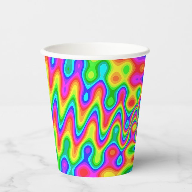 Gobelets En Papier Coupes de papier psychédélique (Recto)