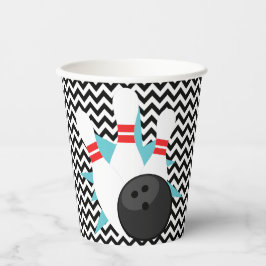 Gobelets En Papier Coupes de papier Retro Chevron Bowling Party