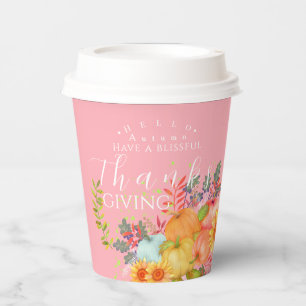 Gobelets En Papier Coupes de papier rose Thanksgiving automne