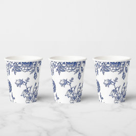 Gobelets En Papier Coupes de papier vintage bleu et blanc
