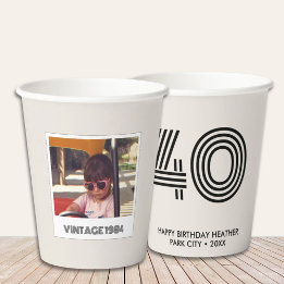Gobelets En Papier Coupes de soirée personnalisées 40e anniversaire a
