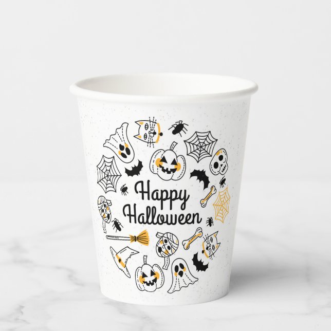 Gobelets En Papier Coupes éffrayantes en papier pour l'Halloween (Recto)