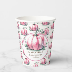 Gobelets En Papier Coupes en Baby shower Citrouille rose