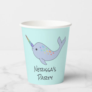 Gobelets En Papier Coupes en papier arc-en-ciel Narwhal