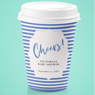 Gobelets En Papier Coupes en papier Baby shower bleu marine