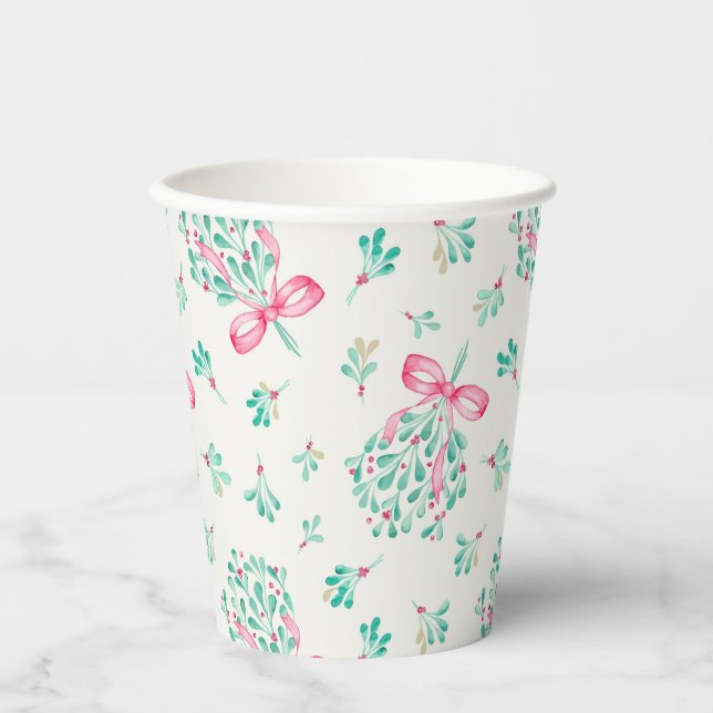 Gobelets En Papier Coupes en papier Baby shower en mistletoe rose (Recto)