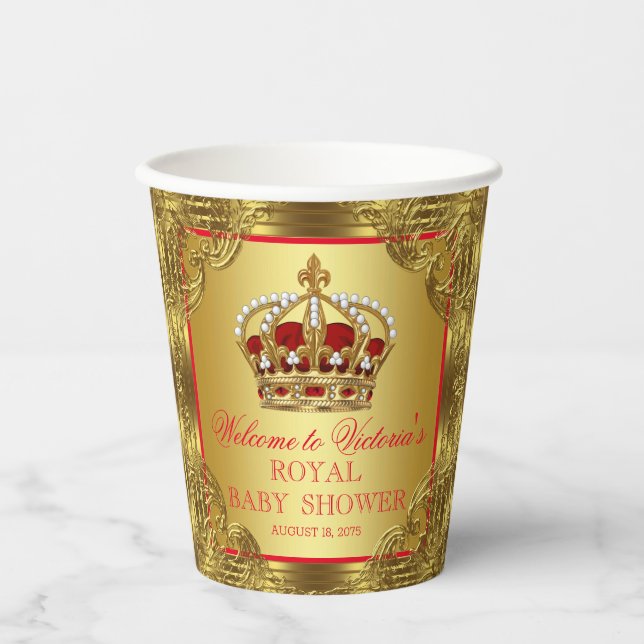 Gobelets En Papier Coupes en papier Baby shower Red Gold (Recto)