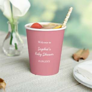 Gobelets En Papier Coupes en papier Baby shower rose pâle