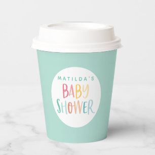 Gobelets En Papier Coupes en papier coloré à baby shower arc-en-ciel