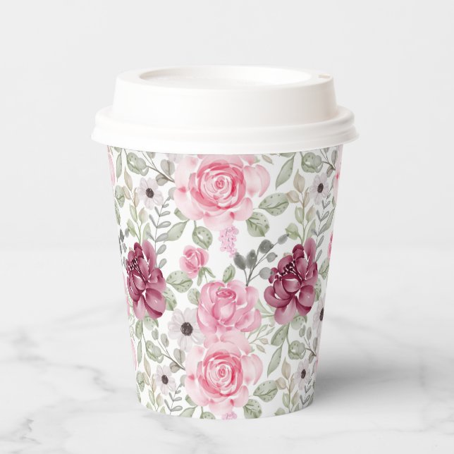Gobelets En Papier Coupes en papier de Bourgogne et rose (Recto)