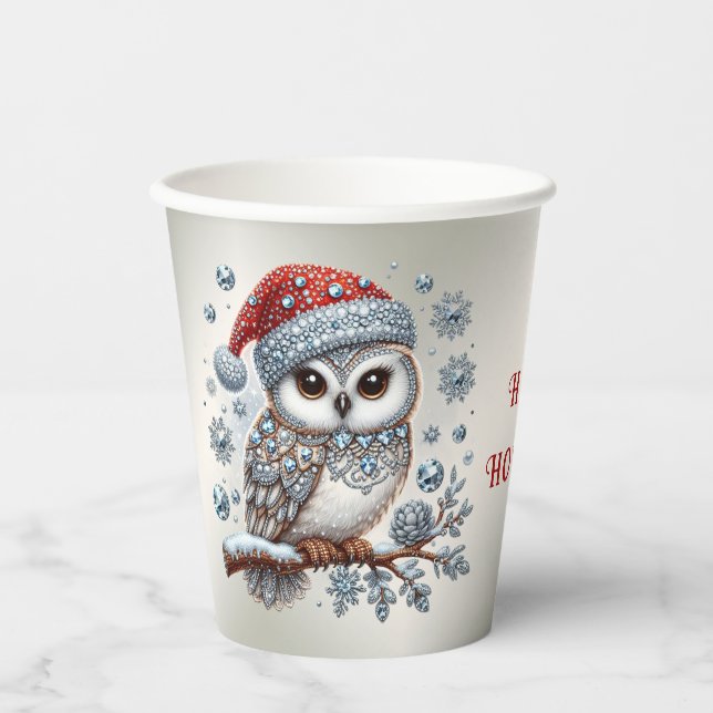 Gobelets En Papier Coupes en papier de Noël Owl (Recto)