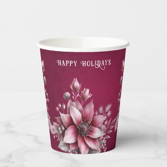 Gobelets En Papier Coupes en papier de vacances rose (Gauche)