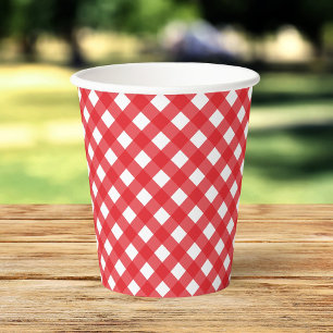Gobelets En Papier Coupes en papier En vichy rouge