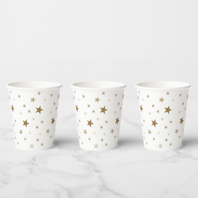 Gobelets En Papier Coupes en papier Gold Stars (Multi)