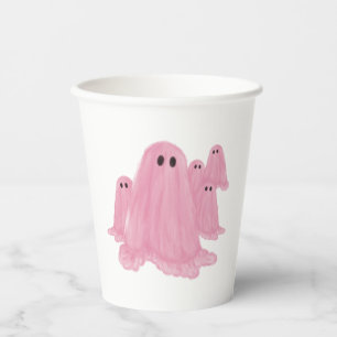 Gobelets En Papier Coupes en papier Halloween Fantôme rose