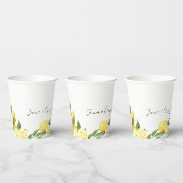 Gobelets En Papier Coupes en papier Mariage citron Aquarelle (Multi)