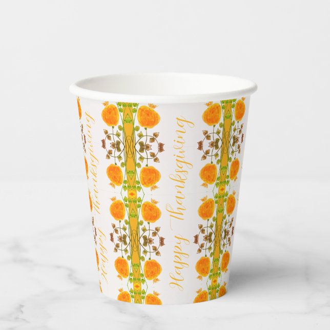 Gobelets En Papier Coupes en papier Motif orange accentué (Recto)