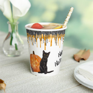 Gobelets En Papier Coupes en papier pour l'Halloween de Jack de chat 