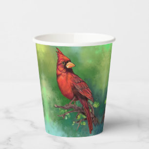 Gobelets En Papier Coupes en papier pour oiseaux cardinaux rouges du
