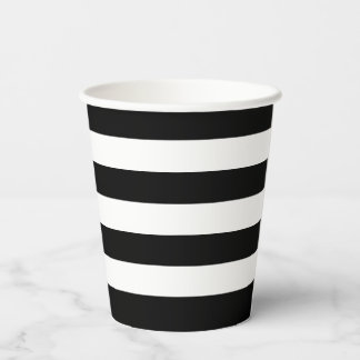 Gobelets En Papier Coupes en papier rayé noir et blanc