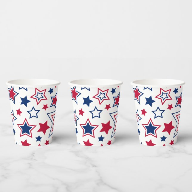Gobelets En Papier Coupes en papier Red White & Blue Stars (Multi)