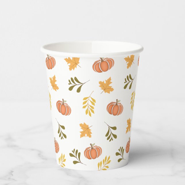Gobelets En Papier Coupes papier Citrouille et Feuille Motif (Gauche)