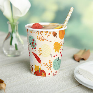 Gobelets En Papier Coupes papier Citrouille et Feuille Motif