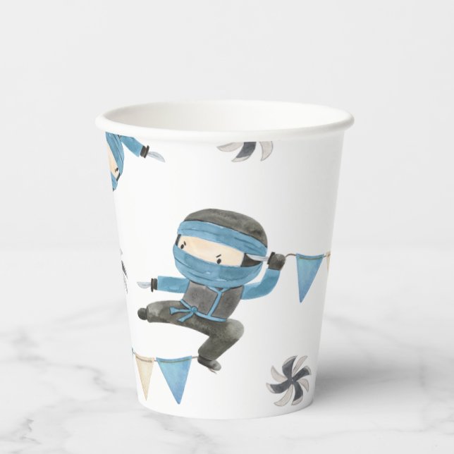 Gobelets En Papier Coupes Papier Ninja Bleu (Recto)