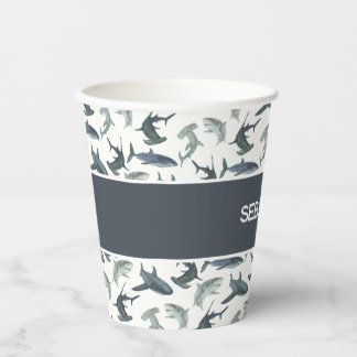 Gobelets En Papier Coupes personnalisées en papier de requin | Requin