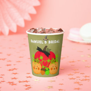 Gobelets En Papier Couple de citrouilles pour mariage d'Halloween