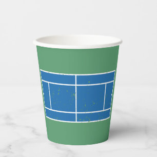 Gobelets En Papier Cour de Tennis Bleu et Vert Style déstressé