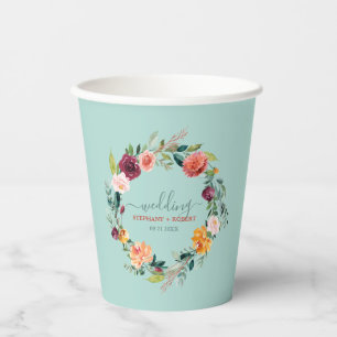 Gobelets En Papier Couronne de fleurs de jardin anglais personnalisée