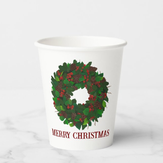 Gobelets En Papier Couronne de Noël (Recto)