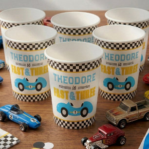 Gobelets En Papier Course de voitures Fast & Three 3e Anniversaire