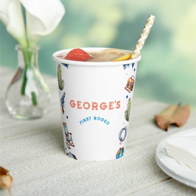 Gobelets En Papier Cowboy Blue Western Wild West Anniversaire (Insitu)