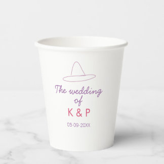 Gobelets En Papier cowboy hat the wedding of couple name date purple 
