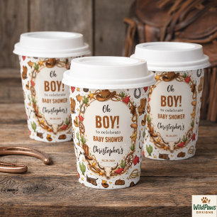 Gobelets En Papier Cowboy Wild West Rodeo Ranch Bébé Occidental Rus