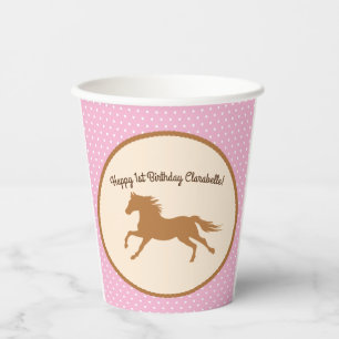 Gobelets En Papier Cowgirl Horse Pony mignonne 1er anniversaire fête