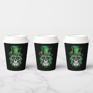 Gobelets En Papier Crâne à sucre St Patrick Day Shamrock chanceux