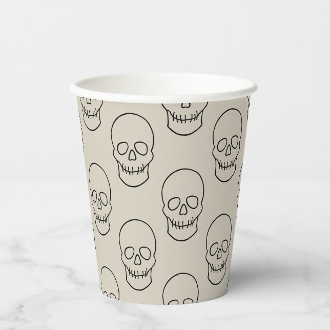 Gobelets En Papier Crâne - Bone White et Bat Black (Recto)